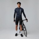 Tricou de ciclism pentru bărbați cu mânecă scurtă și fermoar pe toată lungimea Material elastic 90 % poliester și 10 % Lycra cu dungi albastre 2