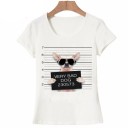 Tricou de damă cu imprimeu animal amuzant B409 3