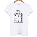 Tricou de damă cu imprimeu de cinci pătrate alb