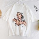 Tricou de damă cu imprimeu de damă A1236 5