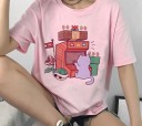 Tricou de damă cu imprimeu de pisică B360 1