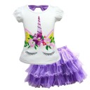 Tricou de fată cu unicorn și fustă L1235 3