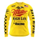 Tricou de motociclism pentru motocross cu mânecă lungă și imprimeu cu vultur pe piept și model în carouri pe mânecă pentru off-road 1