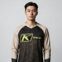 Tricou de motocros cu mânecă lungă în culoare bej și oliv-negru cu model geometric și decolteu în V pentru motocicletă și mers off-road 2
