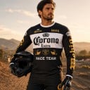 Tricou de motocross și tricou sportiv cu mânecă lungă și decolteu rotund cu imprimeu pe piept și mâneci pentru mersul pe motocicleta 8