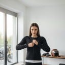 Tricou de protecție pentru motocicletă cu mânecă lungă și fermoar Set de protecții detașabile modelate Poliester și bumbac Negru Îmbrăcăminte moto 7