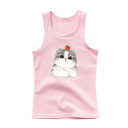 Tricou de vară pentru fete fără mâneci 100% bumbac Tricou simplu cu pisică desenată Top de prințesă pentru copii Tricou moale și confortabil în diverse culori 5