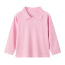 Tricou polo pentru copii cu guler și nasturi Tricou din poliester cu mânecă lungă Tricou sportiv monocrom pentru băieți și fete 14 Tricou polo pentru copii cu guler și nasturi Tricou din poliester cu mânecă lungă Tricou sportiv monocrom pentru băieți și fete 14