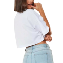 Tricou scurt pentru femei cu mâneci lejere, top crop la modă, lejer, tricou elegant cu talie, îmbrăcăminte elegantă de vară 12