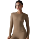 Tricou sport elastic cu mânecă lungă, strâmt, fără sudură, lenjerie funcțională cu uscare rapidă pentru antrenament, yoga, fitness, exerciții 15