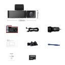 Třikanálová palubní kamera AZDOME M550 Pro 3CH 4K + 1080P + 2,5K s GPS, IPS displejem 3,19", nočním režimem a 64GB kartou 2