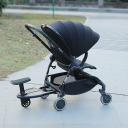 Trittbrett für den Kinderwagen für das zweite Kind mit abnehmbarem Sitz und einem Rad Tragfähigkeit 25 kg Universeller Halter Horizontale Stange PP PU 2