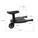 Trittbrett für den Kinderwagen für das zweite Kind mit abnehmbarem Sitz und einem Rad Tragfähigkeit 25 kg Universeller Halter Horizontale Stange PP PU 3