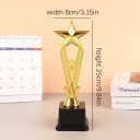 Trofeo d'Oro Stella con Colonna Raggiante Alta 25 cm Larghezza 8 cm con Base Nera Plastica per Competizioni Tornei Campeggi e Premi per Vincitori 2