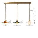 Trojité závesné svietidlo retro tienidla v tvare kvetu základňa 80 cm priemer 23 cm výška 12,5 cm kábel 100 cm sklo kov nad jedálenský stôl 2