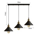 Trojitý luster retro industriálny závesný kužeľové tienidla základňa 50 cm priemer 22 cm kábel 100 cm kov čierne objímka E27 nad jedálenský stôl 2