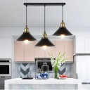 Trojitý luster retro industriálny závesný kužeľové tienidla základňa 50 cm priemer 22 cm kábel 100 cm kov čierne objímka E27 nad jedálenský stôl 4
