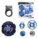 Trompo de combate con lanzador para batallas Construcción desmontable de metal y plástico ABS Color azul oscuro y negro con elementos plateados 2