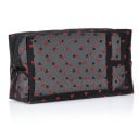 Trousse à maquillage pour femmes avec motif de cœurs En nylon transparent en filet Forme cubique Fermeture éclair avec anneau Trousse à cosmétiques 1