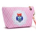 Trousse à maquillage pour femmes avec motif hibou Trousse à fermeture éclair avec sangle pour le poignet Polyester et coton 21,5 x 12,5 x 7 cm 3
