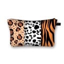 Trousse cosmétique pour femmes à zip Trousse à maquillage et petits objets Imprimé avec des motifs animaliers et géométriques Polyester 21,5 x 13 15
