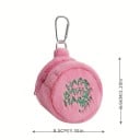Trousse de maquillage en peluche 8,5 x 8,5 cm, porte-monnaie brodé portable, sac à rouge à lèvres et carte d'identité à suspendre, enveloppe de voyage 3