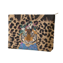 Trousse de maquillage en velours côtelé à fermeture éclair Imprimé léopard et motif tigre Pochette de maquillage légère Sac de rangement multifonction avec doublure 1