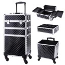 Trousse de maquillage mobile 3 en 1 sur roues 34 x 24 x 41 cm Trousse cosmétique verrouillable amovible en PVC Organisateur professionnel 1