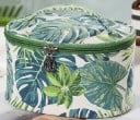 Trousse de maquillage pour femme avec imprimé de feuilles tropicales Organiseur pour cosmétiques et petits accessoires avec fermeture éclair Tissu 2