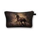 Trousse de maquillage pour femmes avec impression de chevaux Étui zippé avec poignée Polyester 13 x 21,5 cm Pour le maquillage, les pinceaux 6