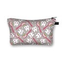 Trousse de maquillage pour femmes avec impression de dents souriantes Trousse en polyester avec fermeture éclair et fond élargi Dimensions 13 x 16