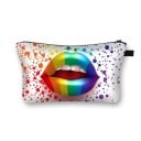 Trousse de maquillage pour femmes avec impression de lèvres et de baisers Trousse pour maquillage et pinceaux en polyester Fermeture éclair 7