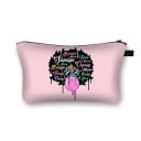 Trousse de maquillage pour femmes avec impression de silhouette féminine aux cheveux afro Trousse plate à fermeture éclair pour cosmétiques 7