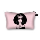 Trousse de maquillage pour femmes avec impression de silhouette féminine aux cheveux afro Trousse plate à fermeture éclair pour cosmétiques 30