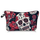 Trousse de maquillage pour femmes avec imprimé de crânes ornés Trousse en polyester avec fermeture éclair et anse Intérieur noir 13,5 x 22 cm 5