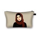 Trousse de maquillage pour femmes avec imprimé de femme en hijab. Étui en polyester pour le maquillage et les petites affaires avec fermeture 3