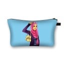 Trousse de maquillage pour femmes avec imprimé de femme en hijab. Étui en polyester pour le maquillage et les petites affaires avec fermeture 5