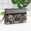 Trousse de maquillage pour femmes avec motif floral et lanière pour le poignet Deux compartiments zippés Coton avec polyester 19 x 11 x 2 3