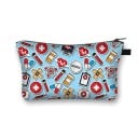 Trousse de maquillage pour femmes avec motifs médicaux Imprimé coloré Fermeture éclair avec une sangle Polyester 21,5 x 13 x 15,5 cm Cadeau 3