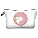 Trousse de maquillage pour femmes avec un imprimé amusant d'animaux Motif lama ou licorne ou paresseux Fermeture éclair Polyester 13,5 x 22 cm 9