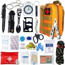 Trousse de secours tactique de voyage pleine Sac à dos médical de premiers secours 24 pièces Sac à dos étanche avec éléments réfléchissants outdoor 4