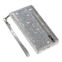 Třpytivé knížkové pouzdro na Samsung Galaxy A55 Odolné Kapsa na zip Kapsy na karty Poutko na zápěstí Funkce stojánku Flip obal na mobil 7