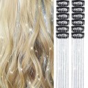 Třpytivé prameny do vlasů na sponkách 50 cm, sada 12 ks, clip-in tinsel pro zdobení účesu, lesklý vlasový doplněk pro dámy 5