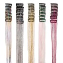 Třpytivé prameny do vlasů na sponkách 50 cm, sada 12 ks, clip-in tinsel pro zdobení účesu, lesklý vlasový doplněk pro dámy 1