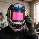 True Color Self-Dimming Rechargeable Welding Helmet Viewing Area 11.3 x 8.9 cm Darkening 4/5-9/9-13 Material PA For Welding 5