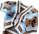 Trui voor honden 2,5–4 kg met afbeeldingen van teddyberen Maat M 40 cm borstomvang 30 cm lengte Warme gebreide kleding met sluiting met drie 2