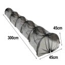 Tuin tunnelkas net met bescherming tegen vorst, vogels en insecten afmetingen 300 x 45 x 45 cm van microschermstof zwart voor groenten en bloemen 2