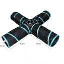 Túnel plegable para gatos 50 x 25 cm Cuatro túneles interconectados con un agujero en el medio Túnel de juego con pelota Estructura de escalada 2