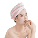 Turban à cheveux en microfibre à séchage rapide Serviette à cheveux Turban à cheveux rayé 65 x 25 cm 2