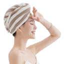 Turban à cheveux en microfibre à séchage rapide Serviette à cheveux Turban à cheveux rayé 65 x 25 cm 3